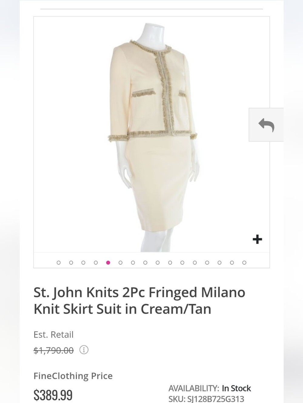 St. John Cream Knit Fringe-Trim Milano Jacket